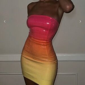 Runaway the Label Malibu Strapless Dress in Sunrise